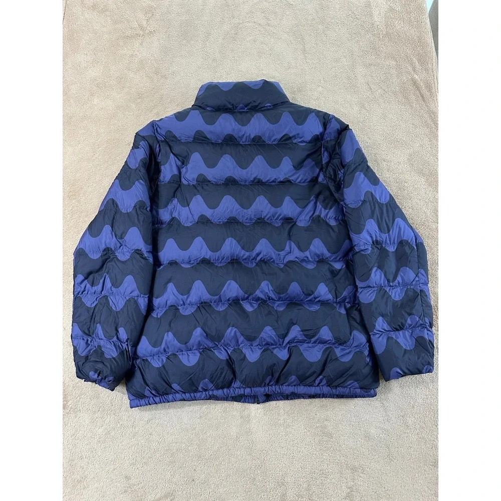 Uniqlo X Marimekko Ultra Light Down Jacket Kids 13 Blue‎ Puffer Packable Bag EUC